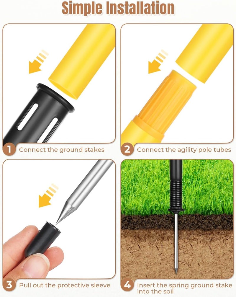 GHB Agility Poles 6 Pack 6ft Sports Soccer Training Poles,Detachable Speed Training Equipment Football Accessories - Image 4